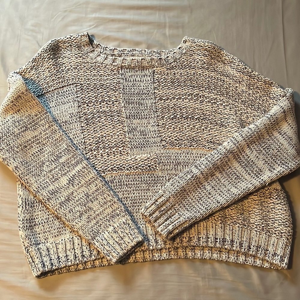 Large Cropped Blue and White Sweater